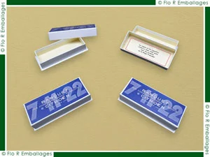 Ces boîtes ont été réalisées spécialement pour le gala d’une grande marque. Nous avons reproduit à l’identique un modèle de boîte datant de 1934, selon l’exemplaire fourni, avec pour défi principal de respecter fidèlement les techniques et la conception d’origine
