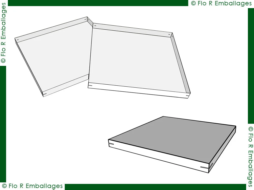 Coffret carton brut avec coins agrafés en angle fabrication traditionnelle