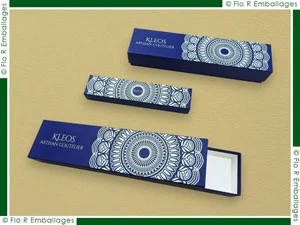 Miniature de coffret carton pour couteaux et accessoires de coutellerie, idéal artisans, passionnés ou sociétés