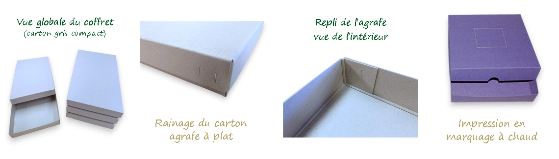 coffrets carton avec coins agrafés - fabrication artisanale et sur mesure fabrication de coffrets en carton avec coins agrafés - boîtes artisanales sur mesure