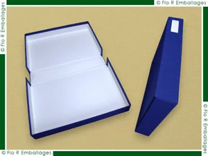 Miniature coffret carton de conservation habillé toile bleue pour archives et collections