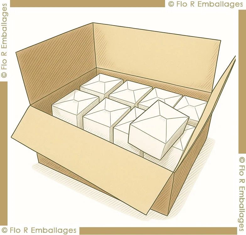 Colisage de produits et préparation de commandes en emballages carton