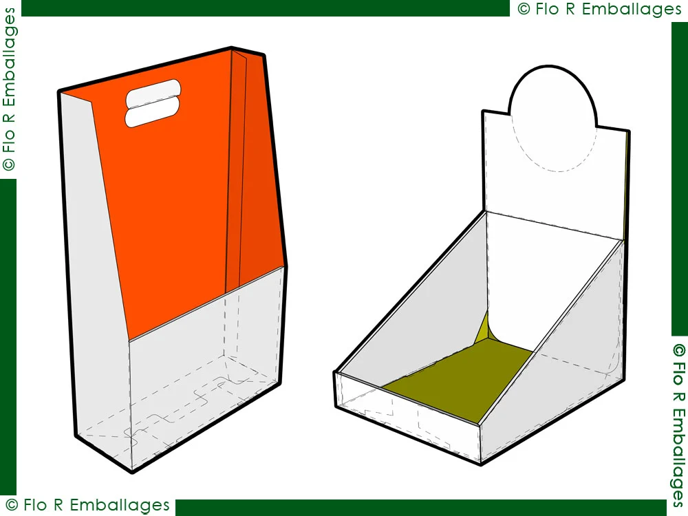 Présentoir distributeur PLV carton pour produits et objets divers