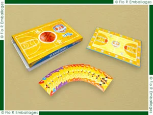Miniature de boîte carton pour jeux de société, incluant plateau et cartes, entièrement personnalisable